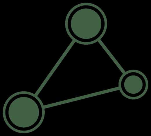 Three linked nodes forming a triangle