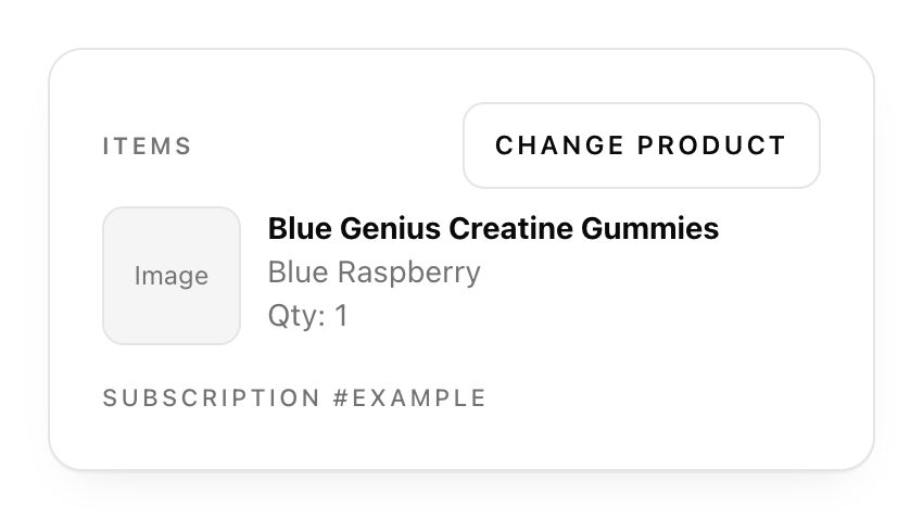 Actual Items card with the Change product button.